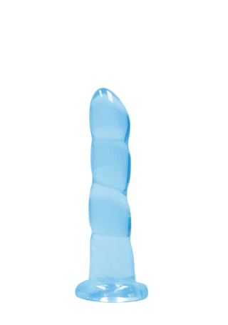 Realrock Crystal Clear - Non Realistic Dildo With Suction Cup 7&#39;&#39; / 17cm - Blue