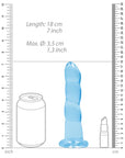 Realrock Crystal Clear - Non Realistic Dildo With Suction Cup 7'' / 17cm - Blue