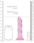 Realrock Crystal Clear - Non Realistic Dildo With Suction Cup 7'' / 17cm - Pink