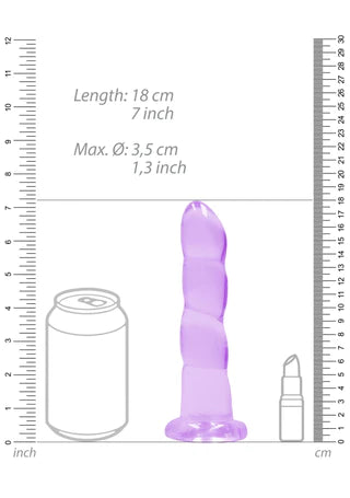 Realrock Crystal Clear - Non Realistic Dildo With Suction Cup 7&#39;&#39; / 17cm - Purple