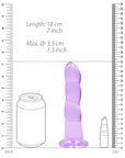 Realrock Crystal Clear - Non Realistic Dildo With Suction Cup 7'' / 17cm - Purple