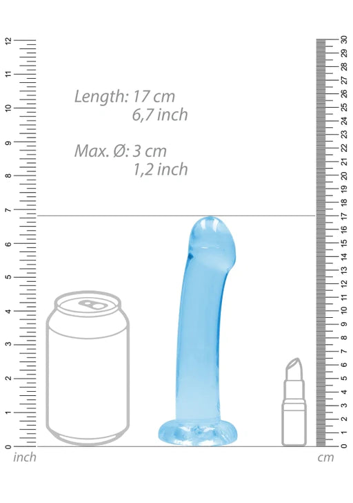 Realrock Crystal Clear - Non Realistic Dildo With Suction Cup 6.7&#39;&#39; / 17cm - Blue