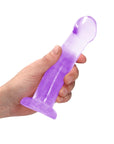 Realrock Crystal Clear - Non Realistic Dildo With Suction Cup 6.7'' / 17cm - Purple