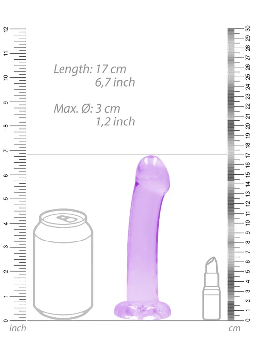 Realrock Crystal Clear - Non Realistic Dildo With Suction Cup 6.7&#39;&#39; / 17cm - Purple