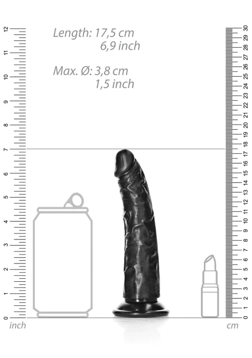 Realrock - Slim Realistic Dildo with Suction Cup 6''/ 15.5 cm - Black - K. P.