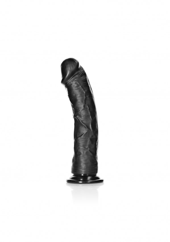 Realrock - Curved Realistic Dildo with Suction Cup 9'' - Black - K. P.