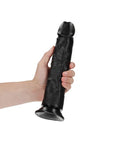 Realrock - Curved Realistic Dildo with Suction Cup 10''/ 25.5 cm - Black