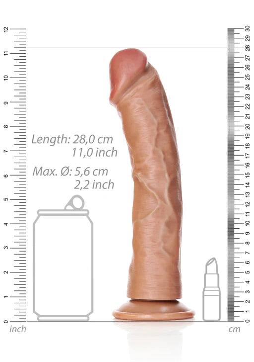 Realrock - Curved Realistic Dildo with Suction Cup 10&#39;&#39;/ 25.5 cm - Tan