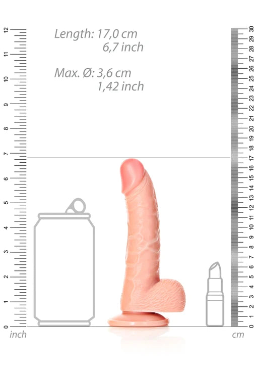 Realrock - Curved Realistic Dildo with Balls and Suction Cup 6''/ 15.5 cm - Flesh - K. P.