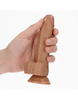 Realrock - Curved Realistic Dildo with Balls and Suction Cup 6''/ 15.5 cm - Tan - K. P.