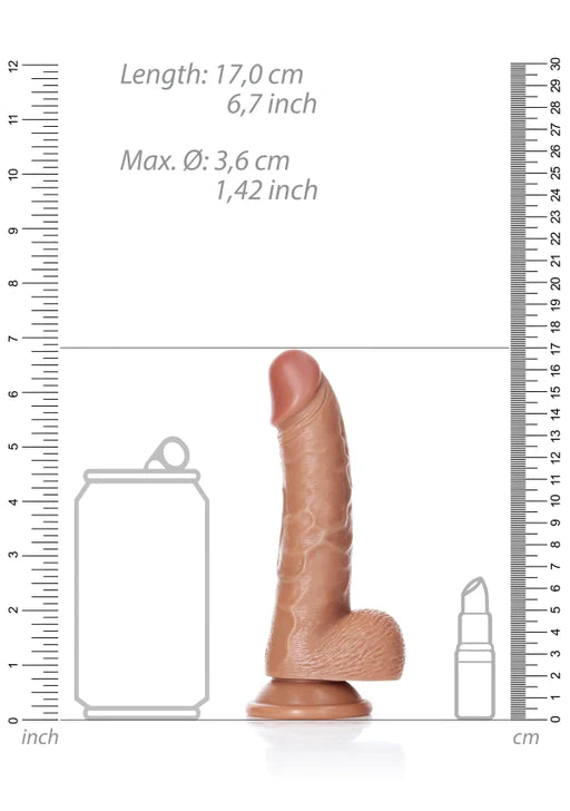 Realrock - Curved Realistic Dildo with Balls and Suction Cup 6''/ 15.5 cm - Tan - K. P.