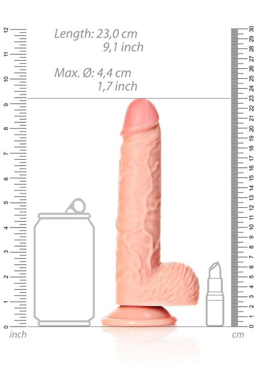 Realrock - Straight Realistic Dildo with Balls and Suction Cup 8&#39;&#39;/ 20.5 cm - Flesh - K. P.