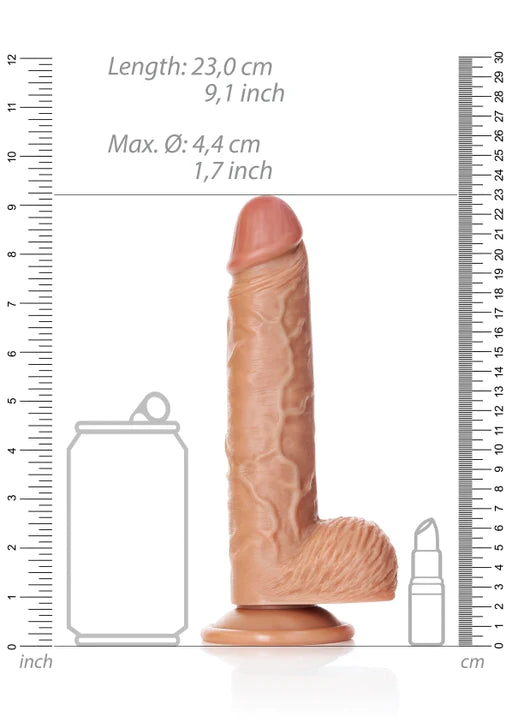 Realrock - Straight Realistic Dildo with Balls and Suction Cup 8''/ 20.5 cm - Tan - K. P.