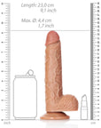 Realrock - Straight Realistic Dildo with Balls and Suction Cup 8''/ 20.5 cm - Tan - K. P.