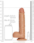 RealRock - Straight Realistic Dildo with Balls and Suction Cup 9'' - Tan - K. P.