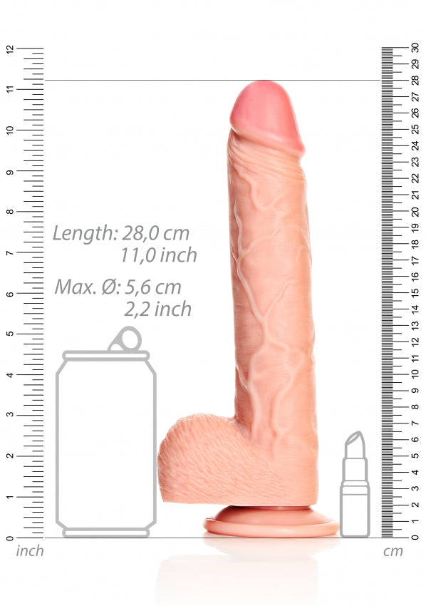 Realrock - Straight Realistic Dildo with Balls and Suction Cup 10&#39;&#39;/ 25.5 cm - Flesh - K. P.