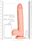 Realrock - Straight Realistic Dildo with Balls and Suction Cup 10''/ 25.5 cm - Flesh - K. P.