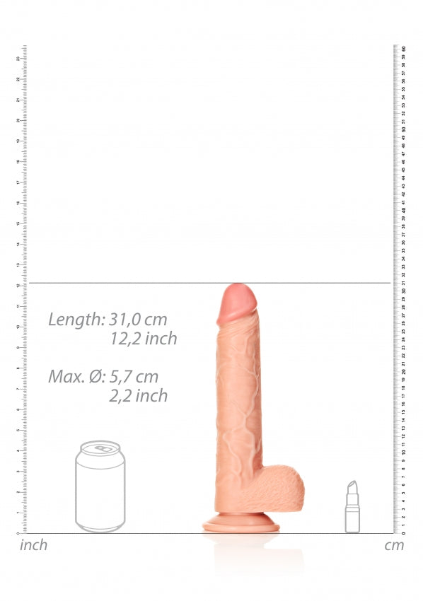 RealRock - Straight Realistic Dildo with Balls and Suction Cup 11&#39;&#39; - Flesh - K. P.