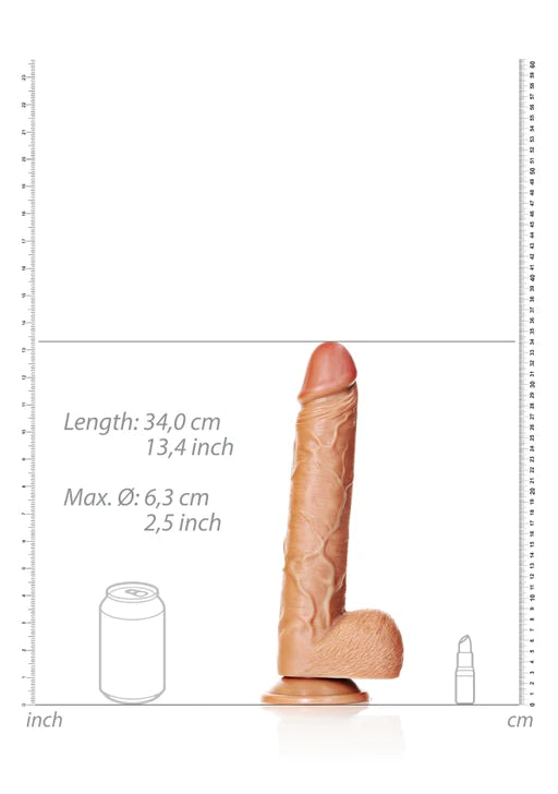 Realrock - Straight Realistic Dildo with Balls and Suction Cup 12&#39;&#39;/ 30.5 cm - Tan