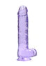 Realrock Crystal Clear - Realistic Dildo With Balls 10" / 25.4 cm - Purple - K. P.