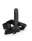 RealRock - Vibrating Hollow Strap-On with Balls 7'' - Black