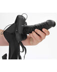 RealRock - Vibrating Hollow Strap-On with Balls 7'' - Black