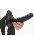 RealRock - Vibrating Hollow Strap-On with Balls 9'' - Black