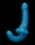 6" Inch Strapless Strap-On Glow in the Dark Neon - Blue