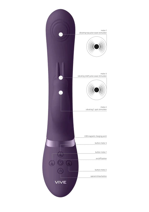 VIVE - Dual Pulse-Wave & Vibrating C-spot & G-Spot Rabbit - May - Purple - K. P.