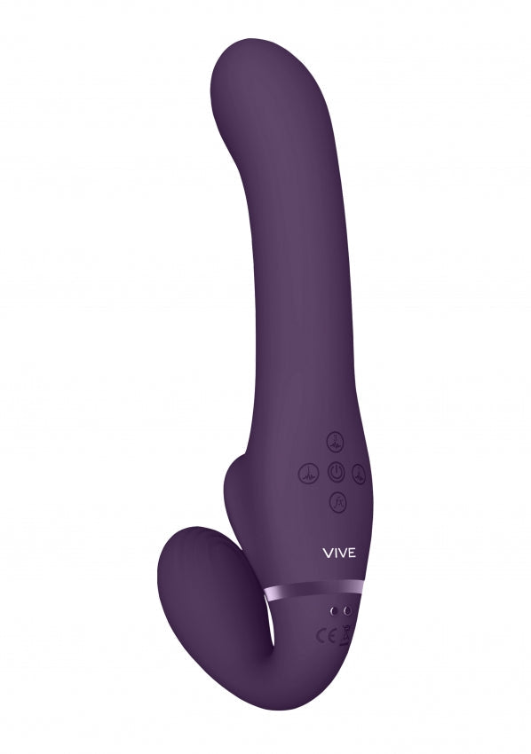 VIVE Dual Vibrating &amp; Air Wave Tickler Strapless Strap-On - Ai - Purple