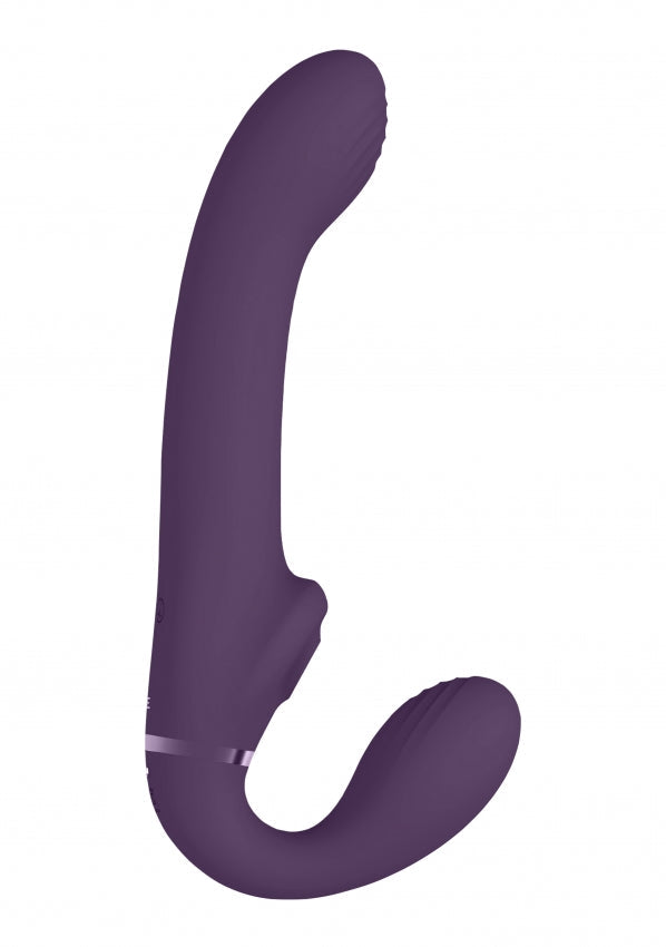 VIVE Dual Vibrating &amp; Air Wave Tickler Strapless Strap-On - Ai - Purple