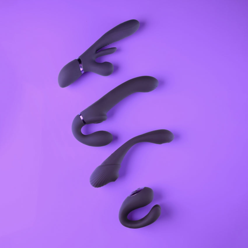 VIVE Triple Action Vibrator Dual Prongs with Clitoral Pulse Wave - Yoko - Purple - K. P.