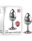 Adam & Eve Pink Gem Anal Plug - Small - Silver/Pink