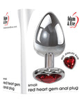 Adam & Eve Red Heart Gen Anal Plug - Small - Silver/Red