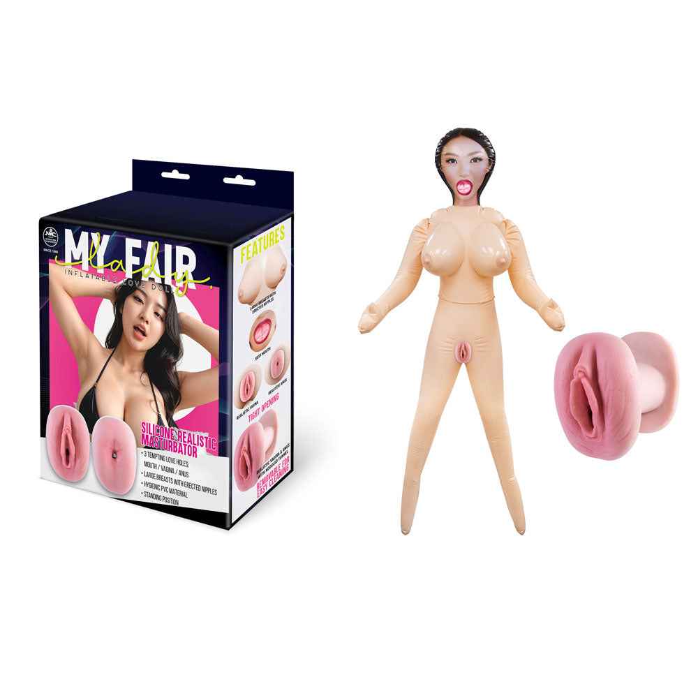 My Fair Lady Inflatable Standing Love Doll with Realistic Holes - Flesh