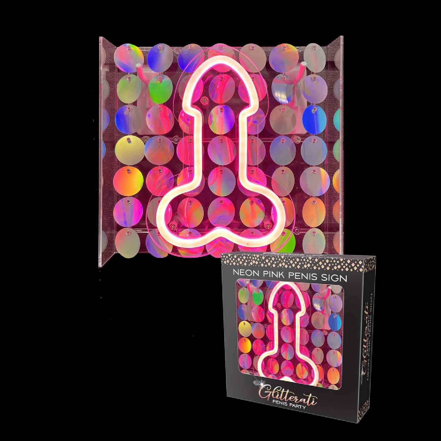 Glitterati Neon Pink Penis Sign