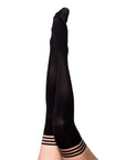 Kixies DANIELLE Black Solid Opaque Thigh Highs Size A