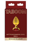 Taboom Butt Plug With Diamond Jewel Small - Gold/Red