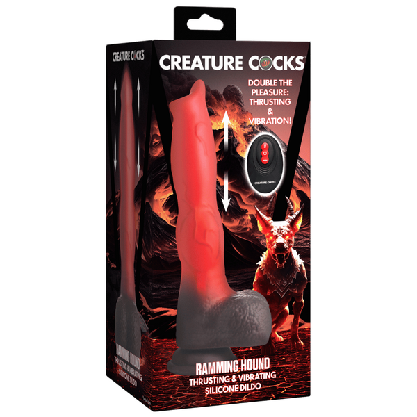 Creature Cocks - Ramming Hound Thrusting & Vibrating Silicone Dildo - Red - K. P.