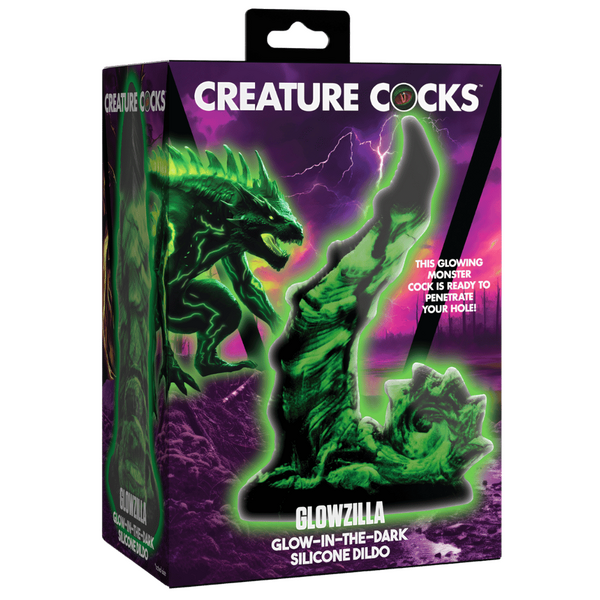 Creature Cocks - Glowzilla Glow-in-the-Dark Silicone Dildo - Green/Black - K. P.