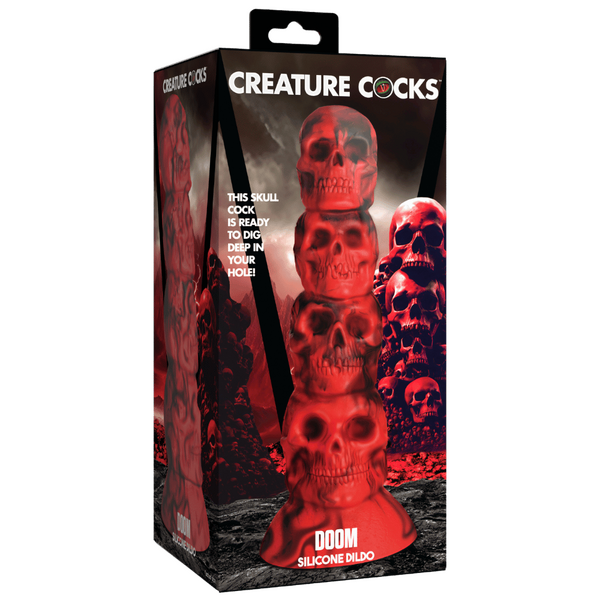 Creature Cocks - Doom Silicone Dildo - Red/Black - K. P.