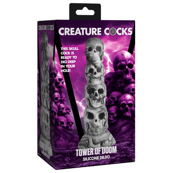 Creature Cocks - Tower of Doom Silicone Dildo - White/Grey - K. P.