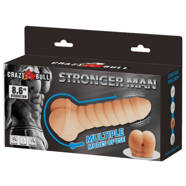 Stronger Man 8.6" Vibrating Sleeve & Stroker - Flesh - K. P.