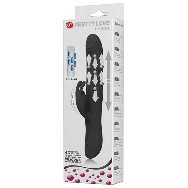 Rechargeable Rolling Byron Rabbit Vibrator - Black