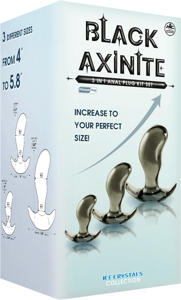 Black Axinite - 3 In 1 Anal Plug Kit Set - Multiple Colours - K. P.