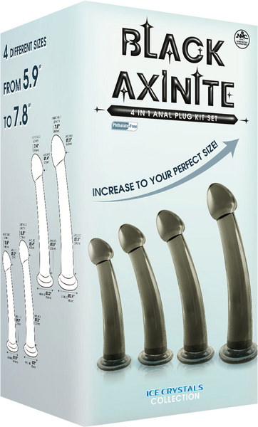 Black Axinite - 4 In 1 Anal Plug Kit Set - Multiple Colours - K. P.