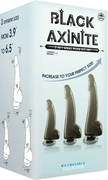 Black Axinite - 3 In 1 Anal Plug Kit Set - Multiple Colours - K. P.