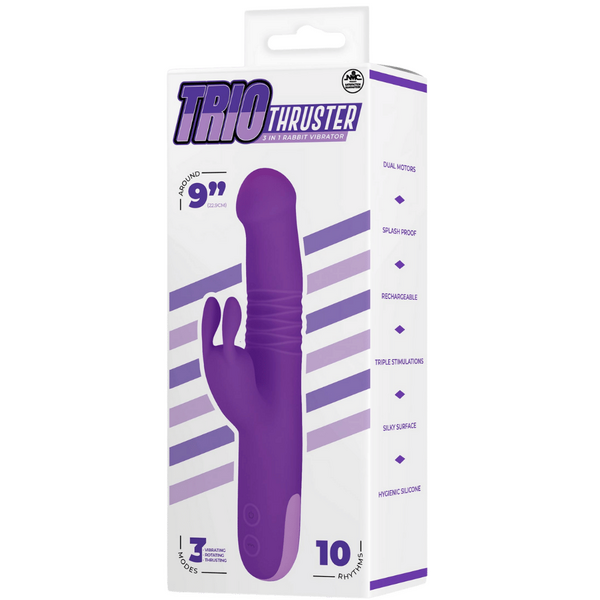 Trio Thruster - 3 in 1 Thrusting Rabbit Vibrator - Multiple Colours - K. P.