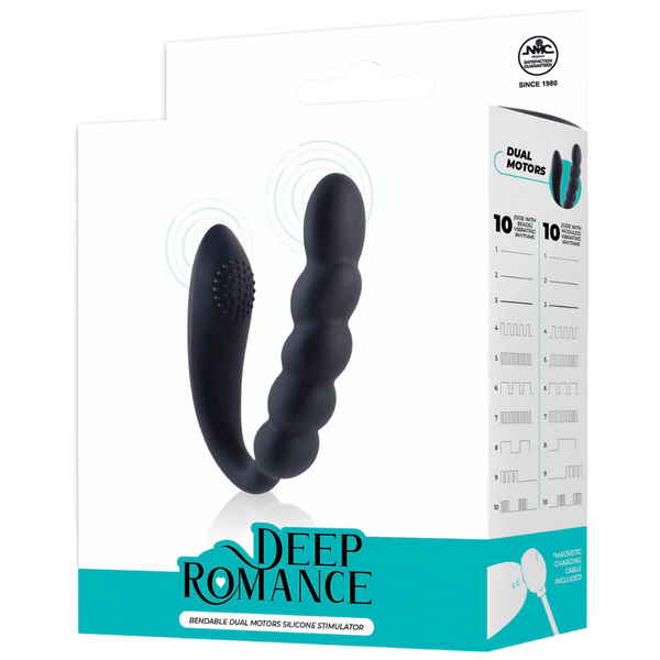 Deep Romance - Bendable Dual Motors Silicone Stimulator - Black - K. P.