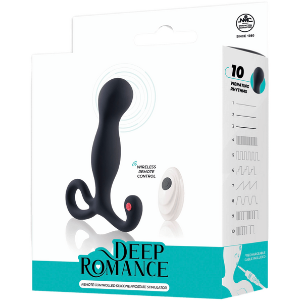 Deep Romance - Remote Controlled Silicone Prostate Stimulator - Black - K. P.